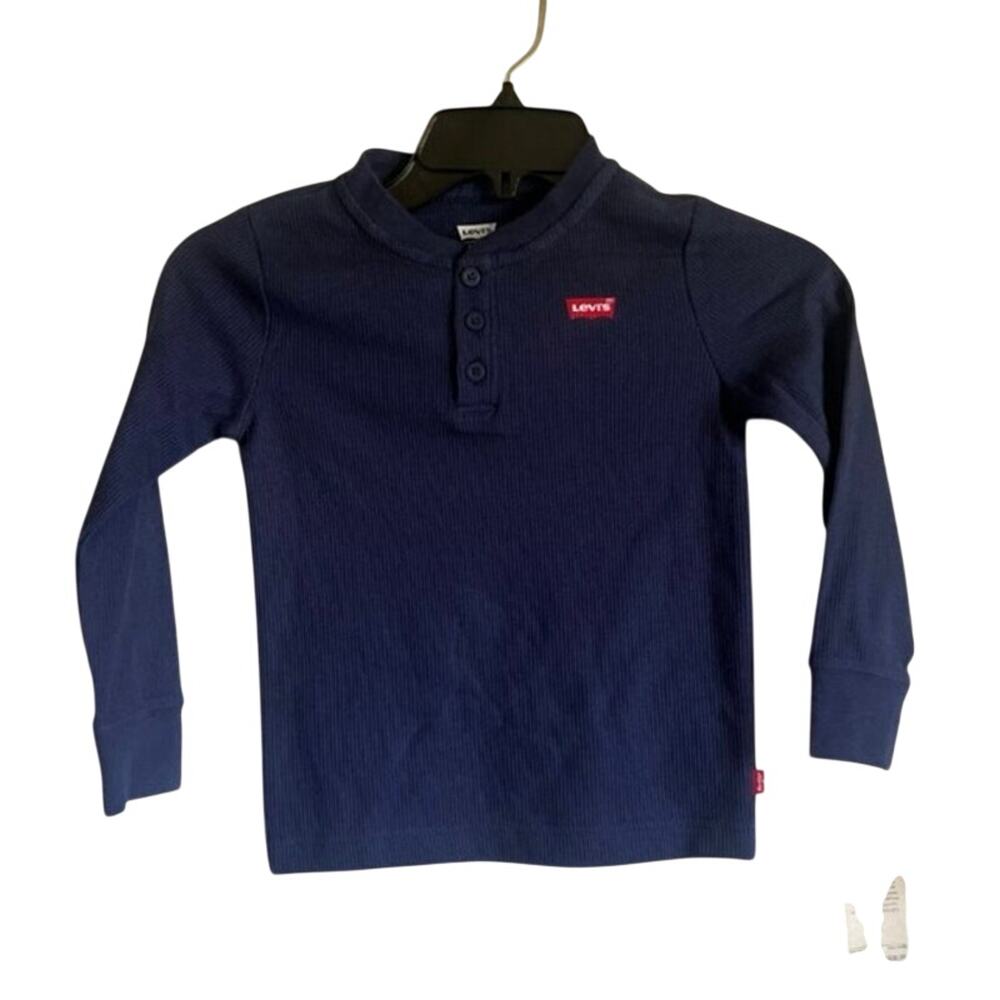 Levi’s Boys Size 5 Blue Thermal Henley Long Sleeve‎ Shirt NWT